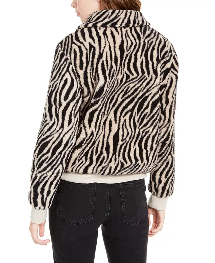 Hippie Rose Juniors' Sherpa Jacket White Size Extra Small