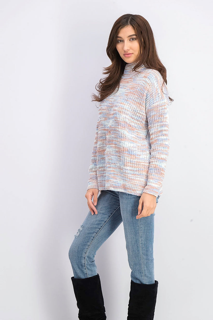 Hippie Rose Juniors' Mock-Neck Chenille Sweater Dark Blue Size X-Large