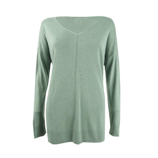 Hippie Rose Junior's V Neck Tunic Sweater Green Size X-Large