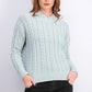 Hippie Rose Juniors' Cable-Knit Drop-Shoulder Sweater Green Size Extra Small