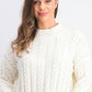 Hippie Rose  Women's Cable-Knit Drop-Shoulder Sweater Natural Size Large