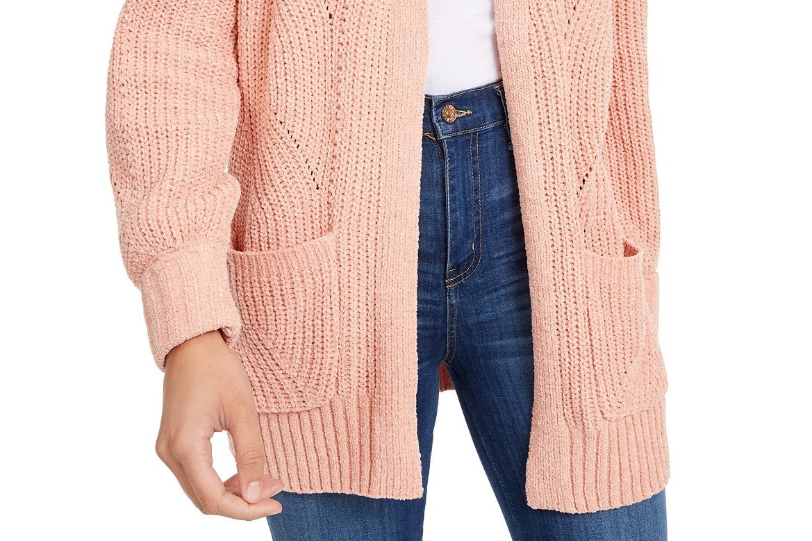 Hippie Rose Juniors' Chenille Cardigan Pink Size Extra Small