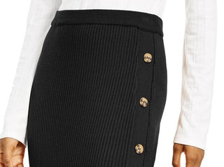 Hippie Rose Juniors' Button Sweater Skirt Black Size Medium