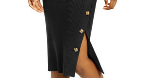 Hippie Rose Juniors' Button Sweater Skirt Black Size Medium