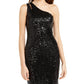 Teeze Me Juniors' One-Shoulder Sequin Dress Black Size 1