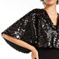 Teeze Me Juniors' Sequined Capelet Black Size Large