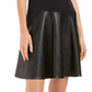 N Natori Women's Faux-Leather & Scuba Flounce Dress Black Size 8