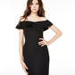 Emerald Sundae Juniors' Women's Off-The-Shoulder Bodycon Dress Black Size X-Small