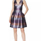 Laundry By Shelli Segal Women's Striped Metallic Fit & Flare Dress Purple Size 12