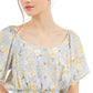 Hippie Rose Juniors' Smocked-Waist Blouse Blue Size Medium
