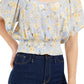 Hippie Rose Juniors' Smocked-Waist Blouse Blue Size Medium
