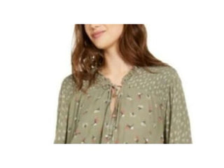Hippie Rose Juniors' Ditsy Floral Peasant Top Green Size Extra Large
