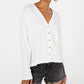Hippie Rose Juniors' Waffle-Knit Button-Front Cardigan White Size Large