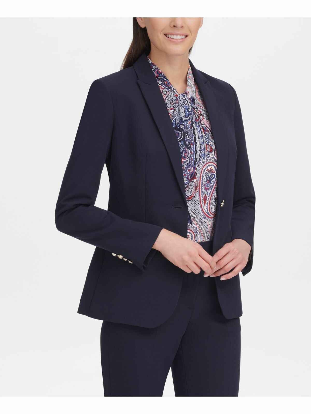 Tommy Hilfiger Women's One-Button Blazer Black Size 6