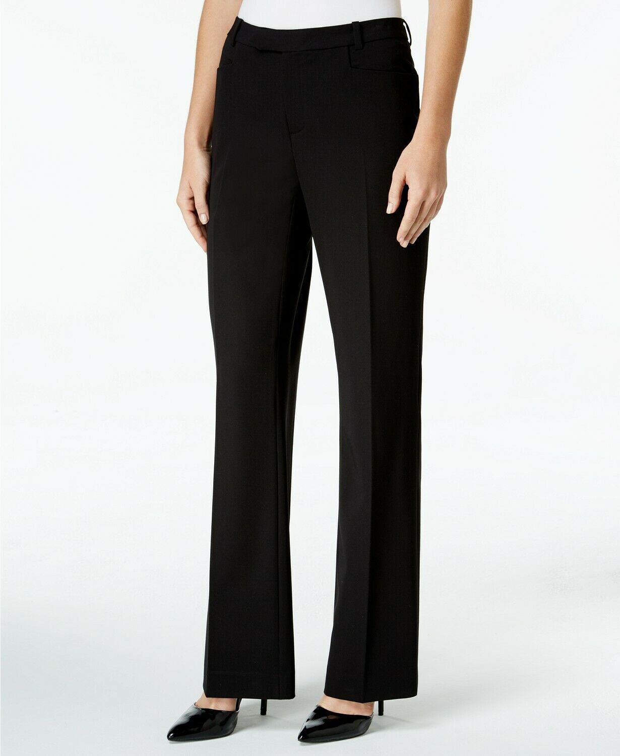 Tommy Hilfiger Women's Modern Straight-Leg Modern Dress Pants Black Size 14