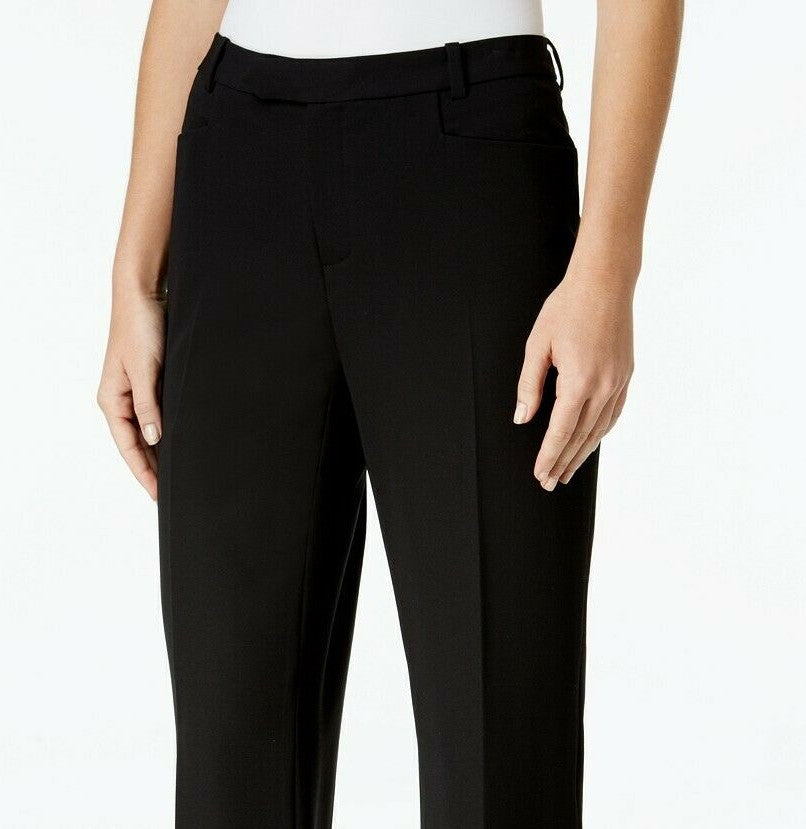 Tommy Hilfiger Women's Modern Straight-Leg Modern Dress Pants Black Size 16`