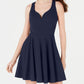 B Darlin Women's Juniors' V-Neck Fit & Flare Dress Blue Size 9