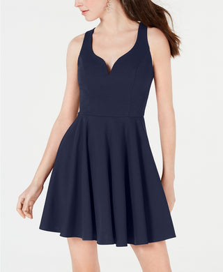 B Darlin Women's Juniors' V-Neck Fit & Flare Dress Blue Size 9