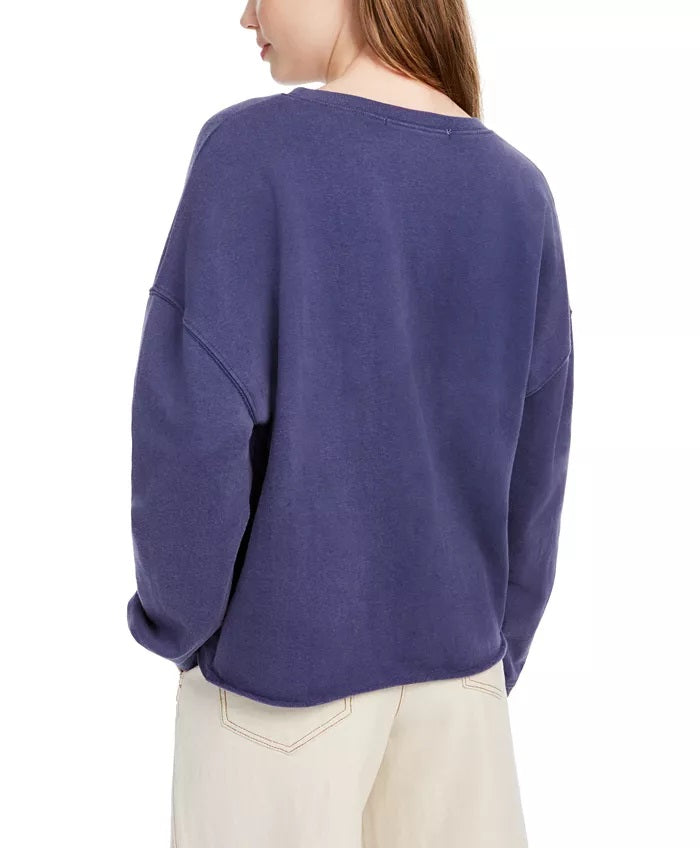 Pretty Rebellious  Juniors' Moon Graphic-Print Sweatshirt Dark Blue Size Extra Small