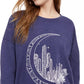 Pretty Rebellious  Juniors' Moon Graphic-Print Sweatshirt Dark Blue Size Extra Small