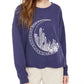 Rebellious One Juniors' Moon Graphic-Print Sweatshirt Dark Blue Size Extra Large