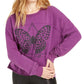Rebellious One Women's Juniors' Butterfly Graphic Sweatshirt Purple Size Medium