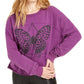 Rebellious One Juniors' Butterfly Graphic Sweatshirt Purple Size Large