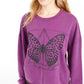 Rebellious One Juniors' Butterfly Graphic Sweatshirt Purple Size Large