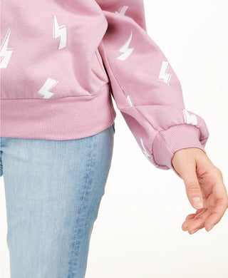 Rebellious One Junior's Lightning Metallic Graphic Sweatshirt Mauve Size Medium
