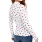 Rebellious One Junior's Rose Print Mock Neck Top White Size X-Large
