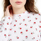 Rebellious One Junior's Rose Print Mock Neck Top White Size X-Large