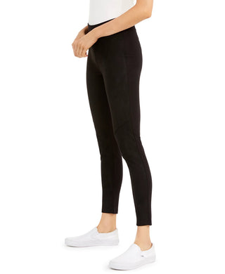 Rewash Junior's Faux Suede Front Ponte Knit Leggings Black Size X-Small