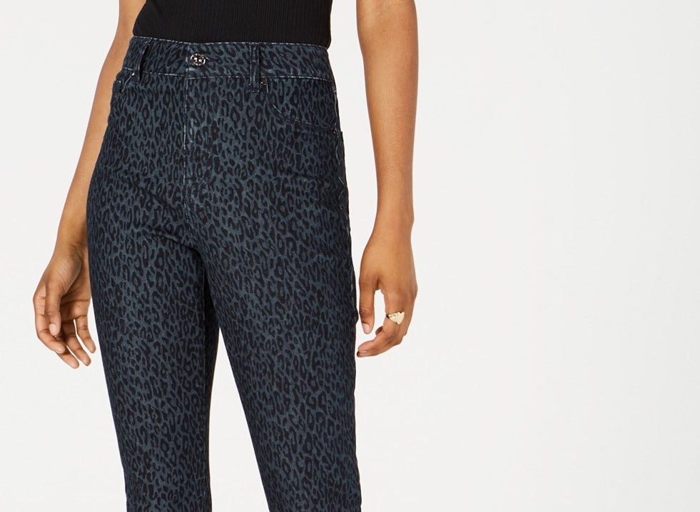 Rewash Women's Juniors' Nikki Printed Denim Jeggings Extreme Dark Size 9