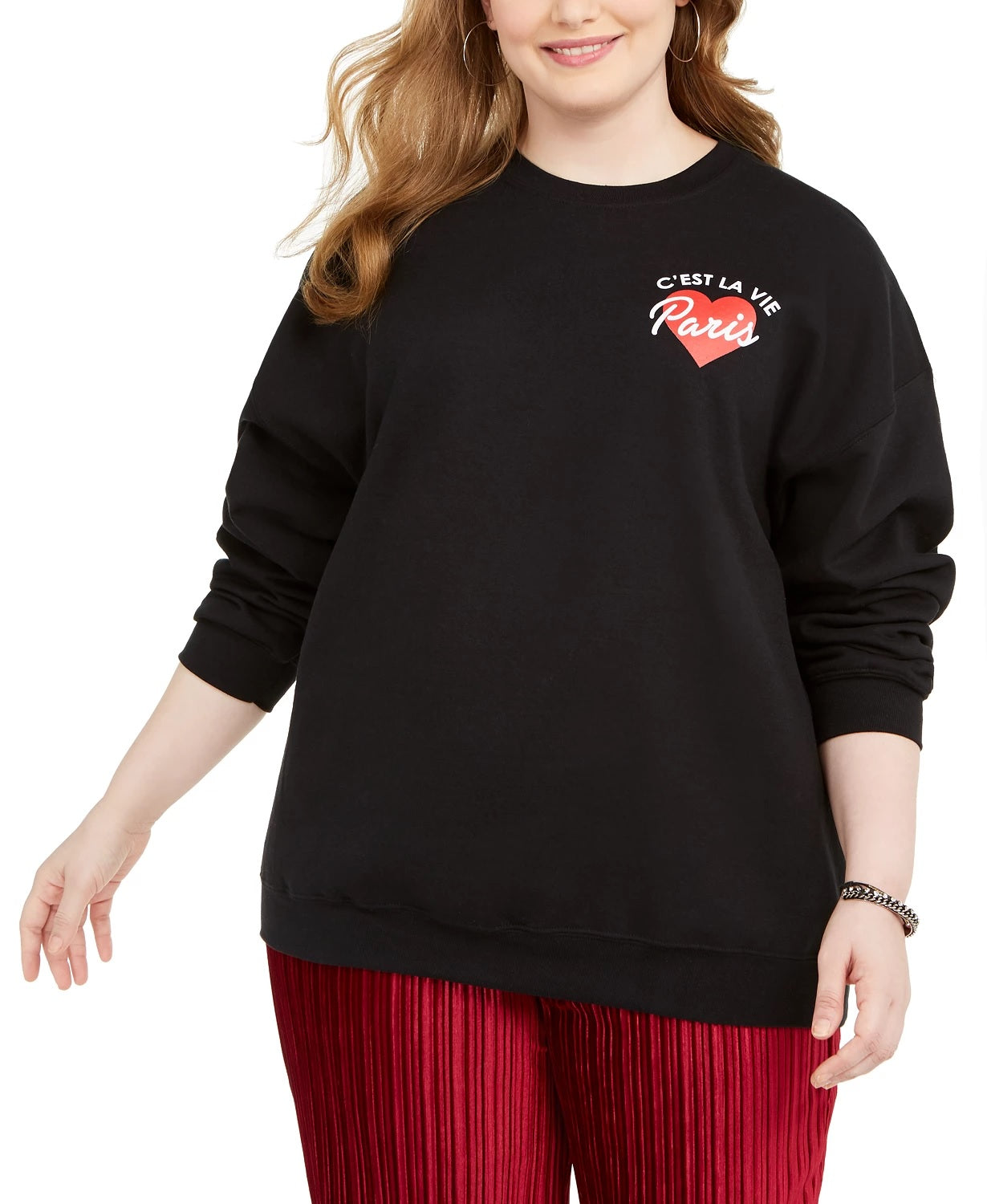 Love Tribe Women's Trendy Plus C'est La Vie Sweatshirt Black Size 3X