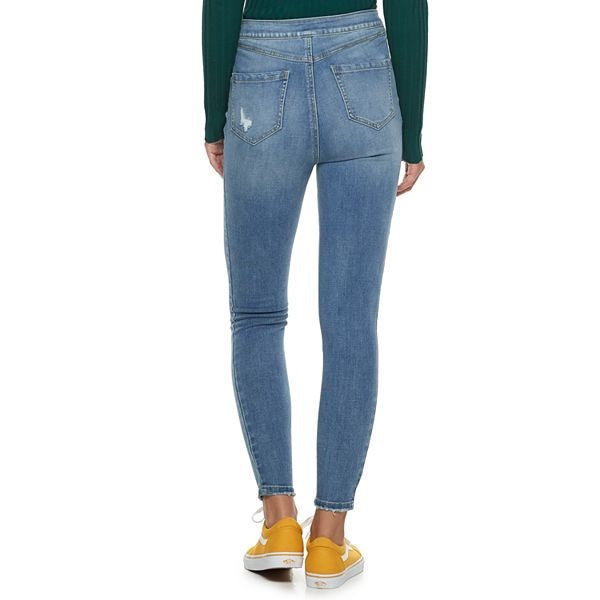 Rewash Juniors' Super High Waist Vixen Jeggings Blue Size 3