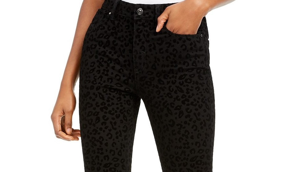 Rewash Juniors' Velvet Leopard Jeans Black Size 0