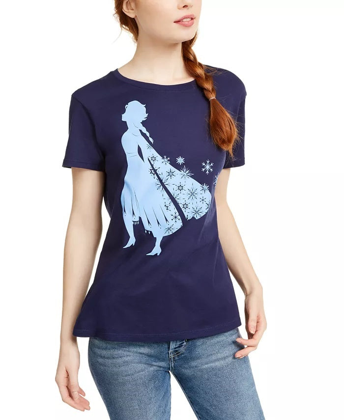 Disney Juniors' Frozen Graphic T-Shirt Med Blue Size X-Large