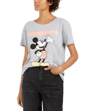 Disney Juniors' Mickey Mouse Graphic T-Shirt Gray Size Small
