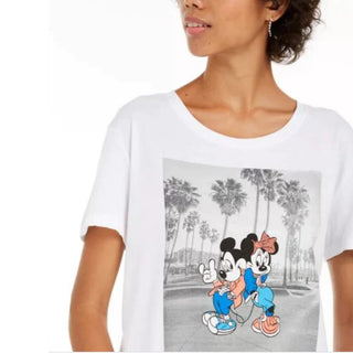 Disney Juniors' Mickey And Minnie Graphic T-Shirt White Size Small