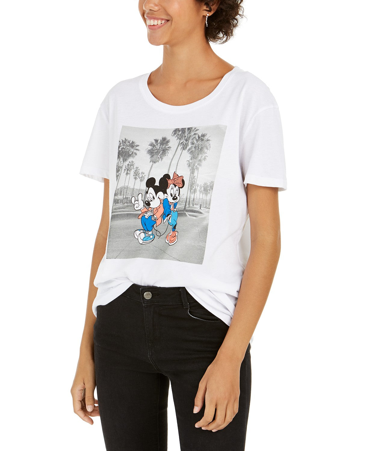 Disney Juniors' Mickey And Minnie Graphic T-Shirt White Size Small