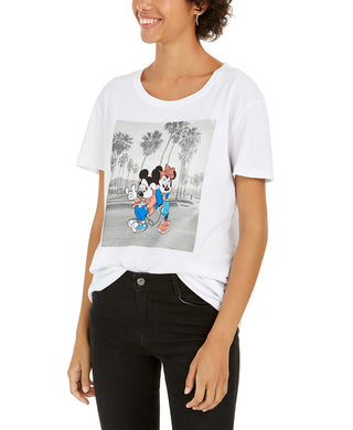 Disney Juniors' Mickey And Minnie Graphic T-Shirt White Size Small