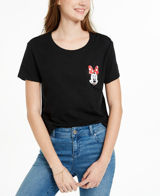 Disney Juniors' Minnie Mouse T-Shirt Black Size X-Large