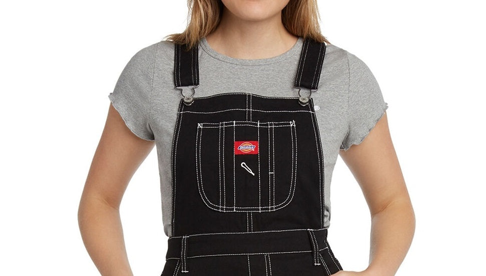 Dickies Juniors' Overall Mini Dress Black Size Large