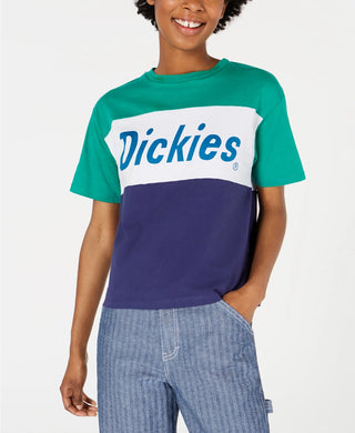 Dickies Women's Colorblocked Cotton Graphic Tomboy T-Shirt Green Size Small