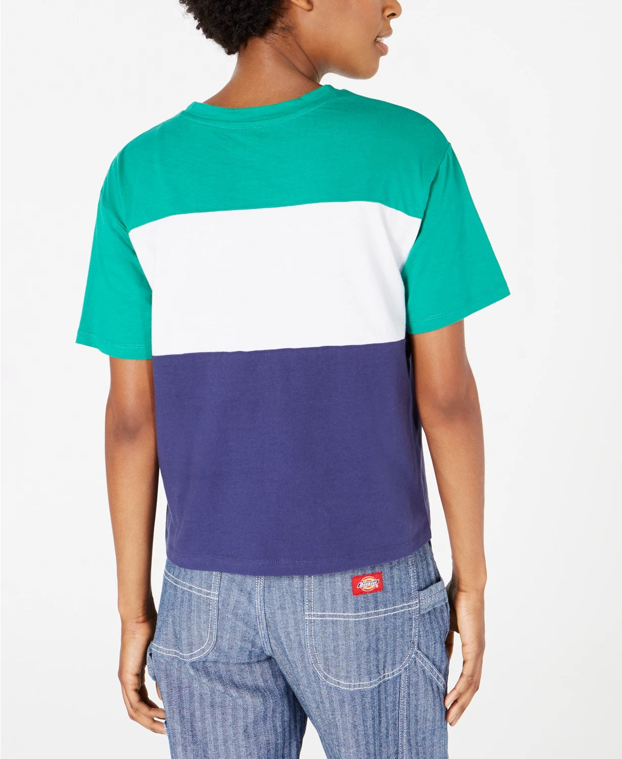 Dickies Women's Colorblocked Cotton Graphic Tomboy T-Shirt Green Size Small