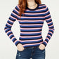 Hooked Up by IOT Juniors' Shine Striped Rib-Knit Sweater Pink Size Small