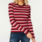 Hooked Up Women's By Iot Juniors' Shine Striped Rib-Knit Sweater Red Size Extra Large