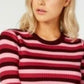 Hooked Up Women's By Iot Juniors' Shine Striped Rib-Knit Sweater Red Size Extra Large