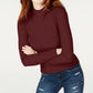 Hooked Up By IOT Juniors' Rib-Knit Mock-Turtleneck Sweater Dark Red Size Extra Large