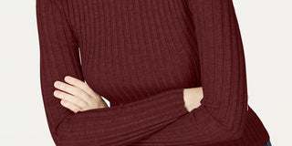 Hooked Up By IOT Juniors' Rib-Knit Mock-Turtleneck Sweater Dark Red Size Extra Large
